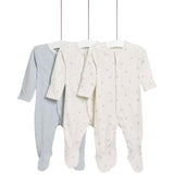M&S Dog Popper Footed Sleepsuit, 3 Pack, Newborn, Blue