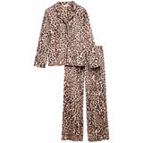 M&S Womens Leopard Print Pyjama Set, S, Brown
