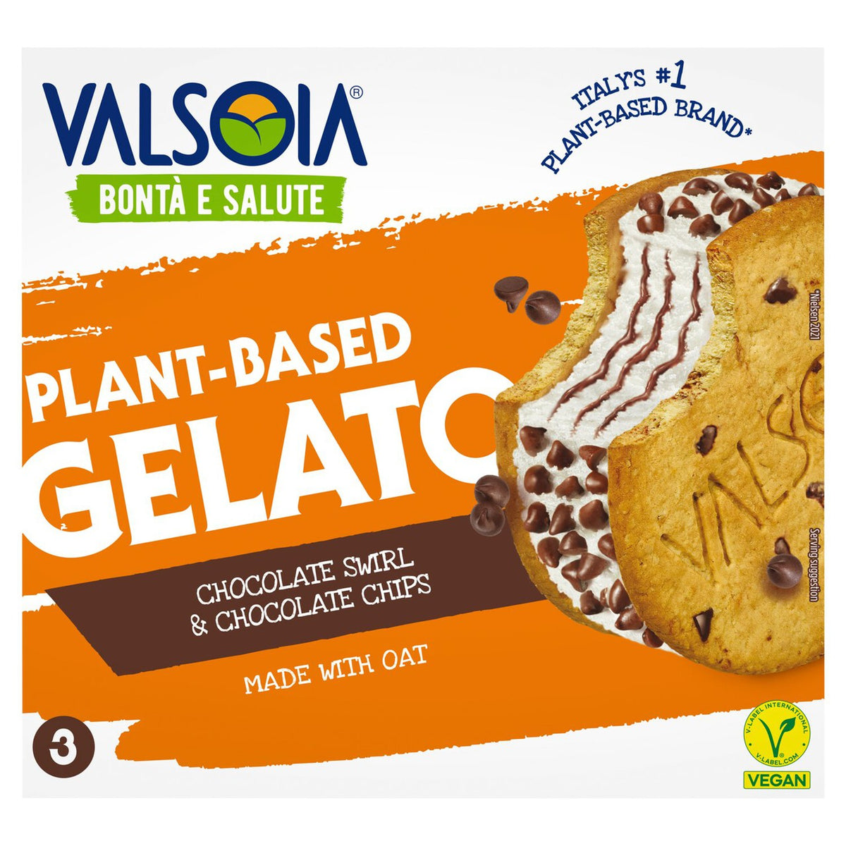 Valsoia Oat Based Gelato Cookie   3 x 158ml