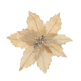 Champagne Poinsettia Gold Glitter Clip On 26cm
