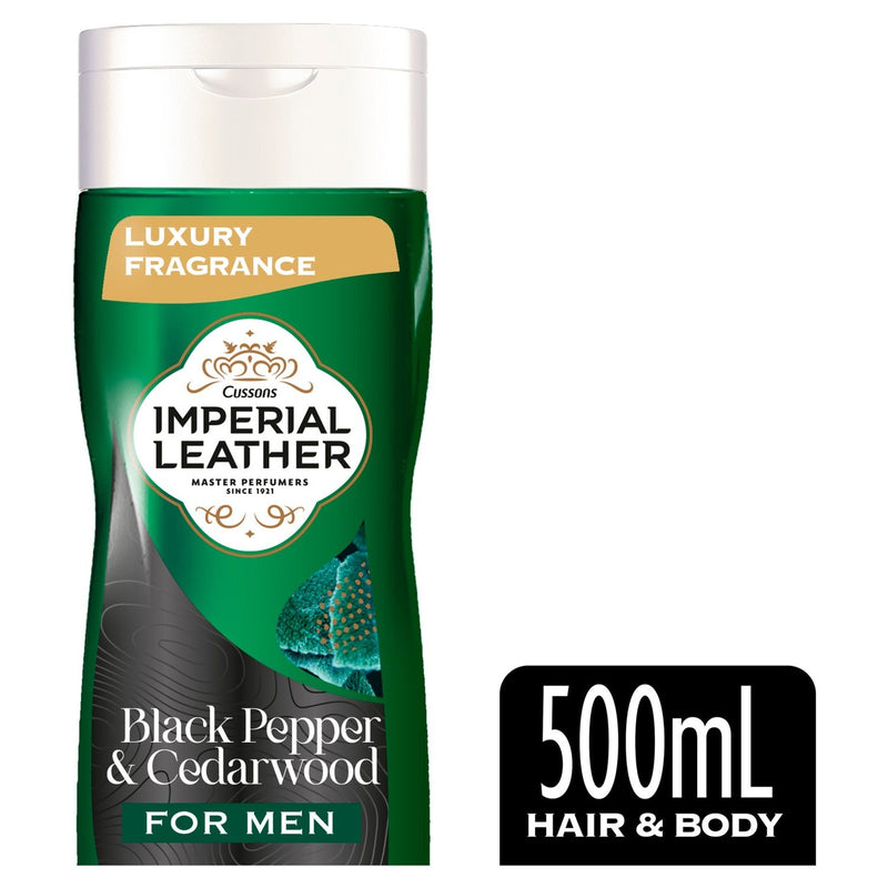 Imperial Leather Black Pepper and Cedarwood 2-in-1 hair and body wash for men, UK version