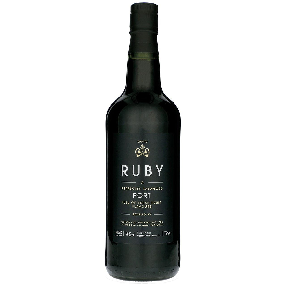 M&S Sweet Ruby Port fortified wine bottle, imported from the UK