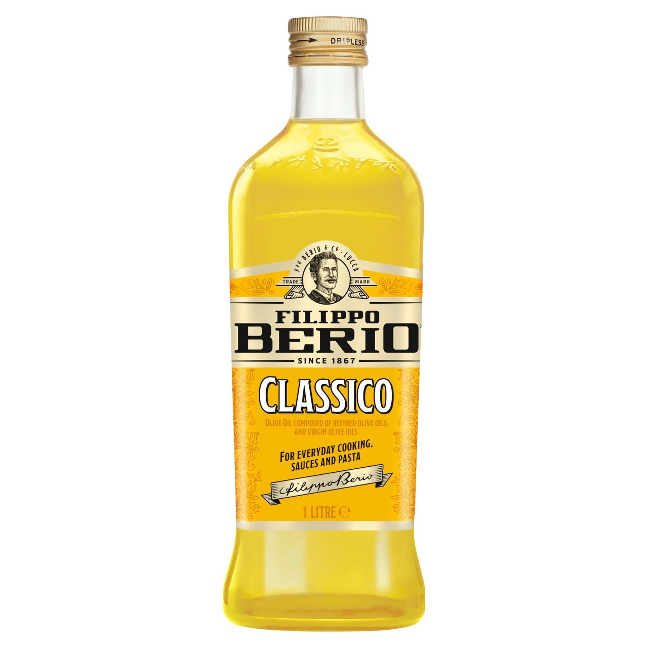 Filippo Berio pure olive oil bottle - British product
