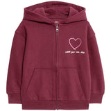 M&S Heart Zip Through Hoodie, 5-6 Years, Claret