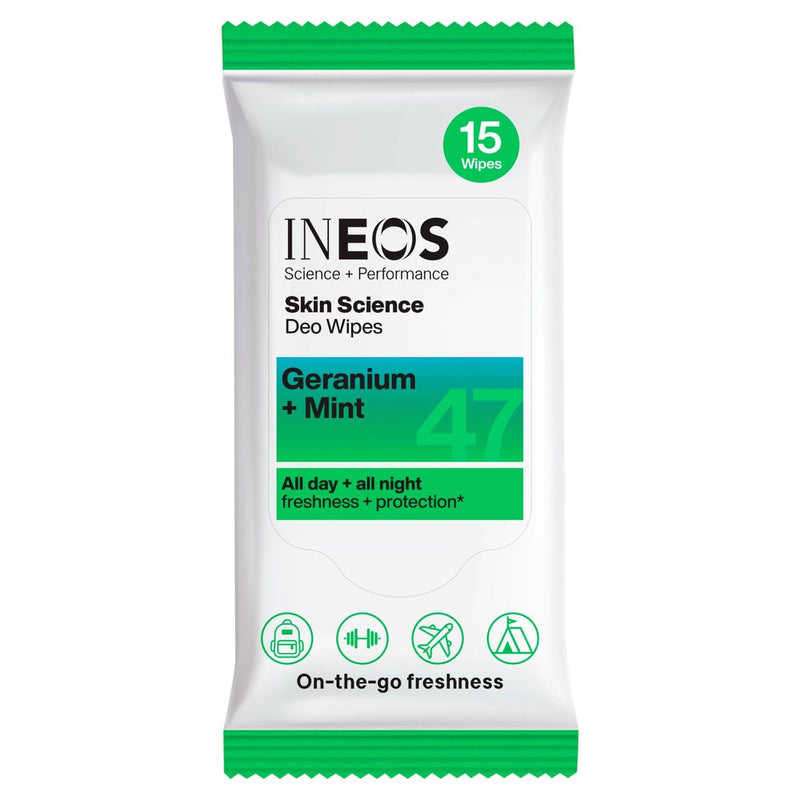 INEOS Skin Science Deodorant Wipes Geranium + Mint