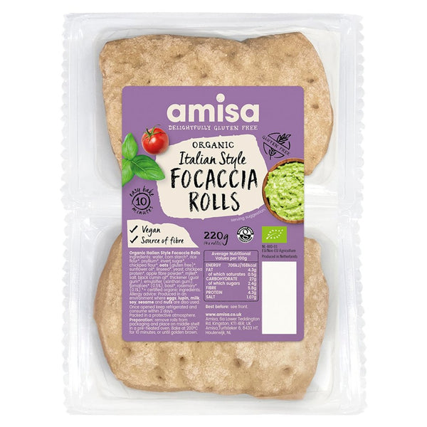 Amisa Organic Gluten Free Focaccia Rolls   220g