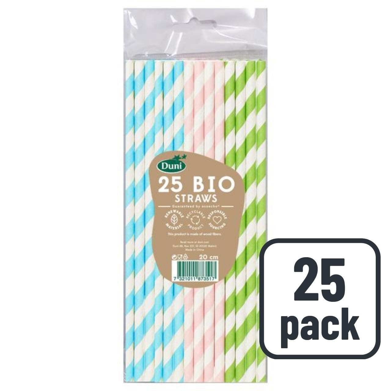 Duni Bio Pastel Recyclable Paper Straws   25 per pack