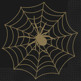 Black & Gold Spider Web Halloween Paper Napkins