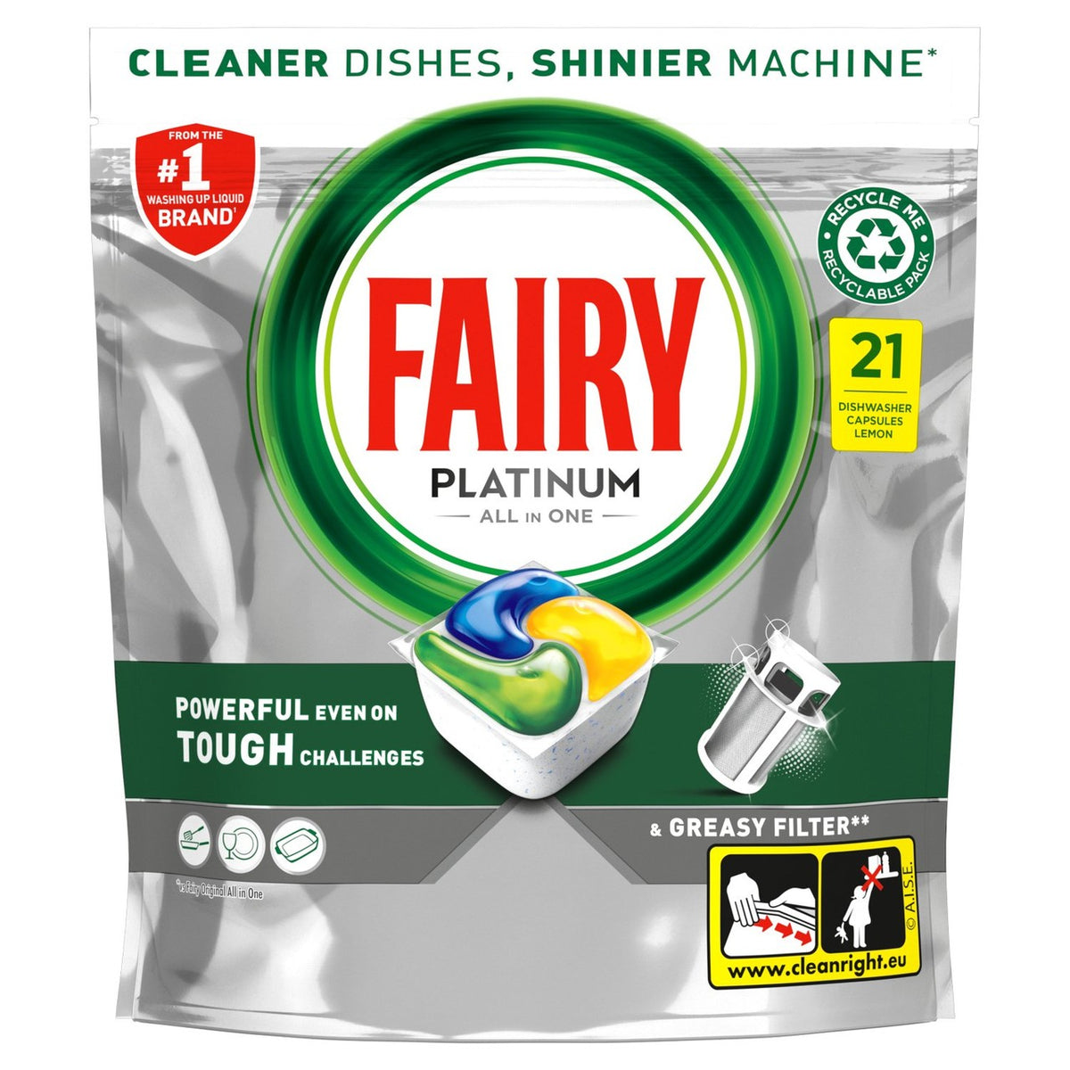 Fairy Platinum All in One Original Dishwasher Tablets   21 per pack