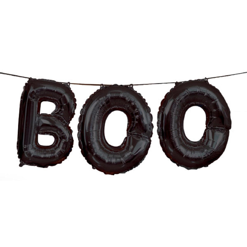 Boo Black Foil Halloween Balloon Banner Kit