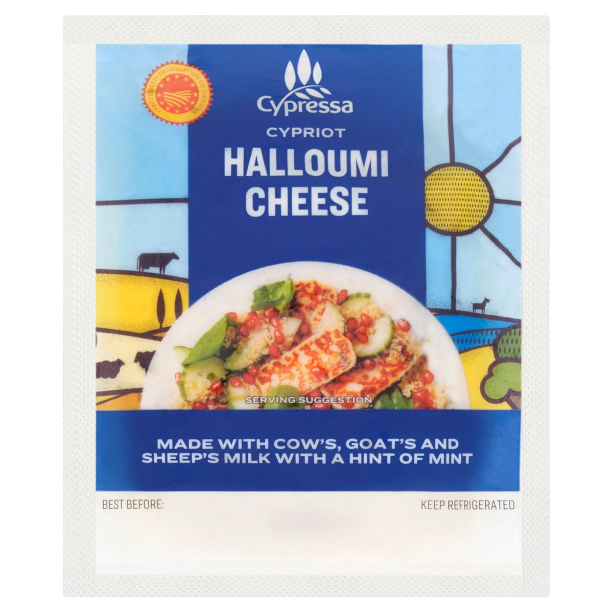 Cypressa halloumi cheese with mixed milk and mint flavour - British product