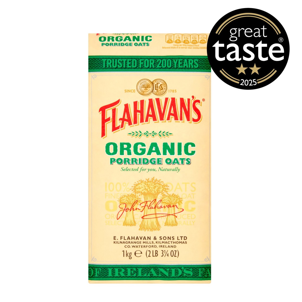 Flahavan's Organic Porridge Oats 1kg