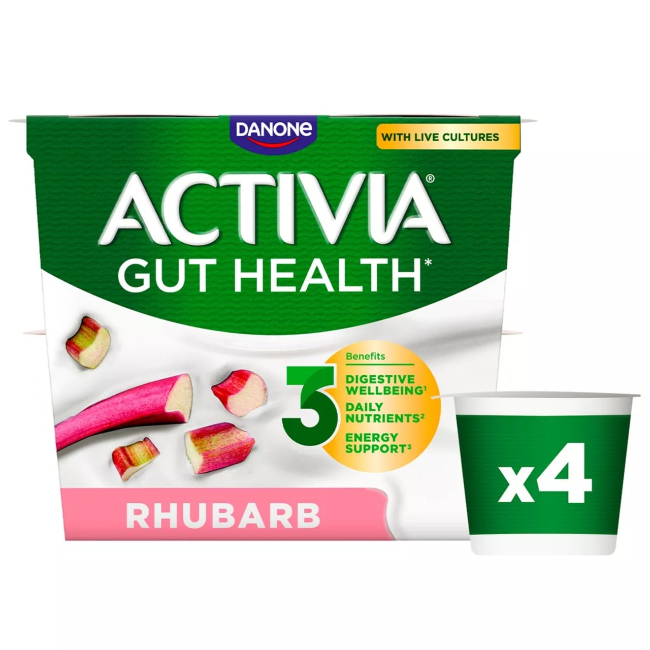 Activia Rhubarb Fruit Yoghurt   4 x 115g