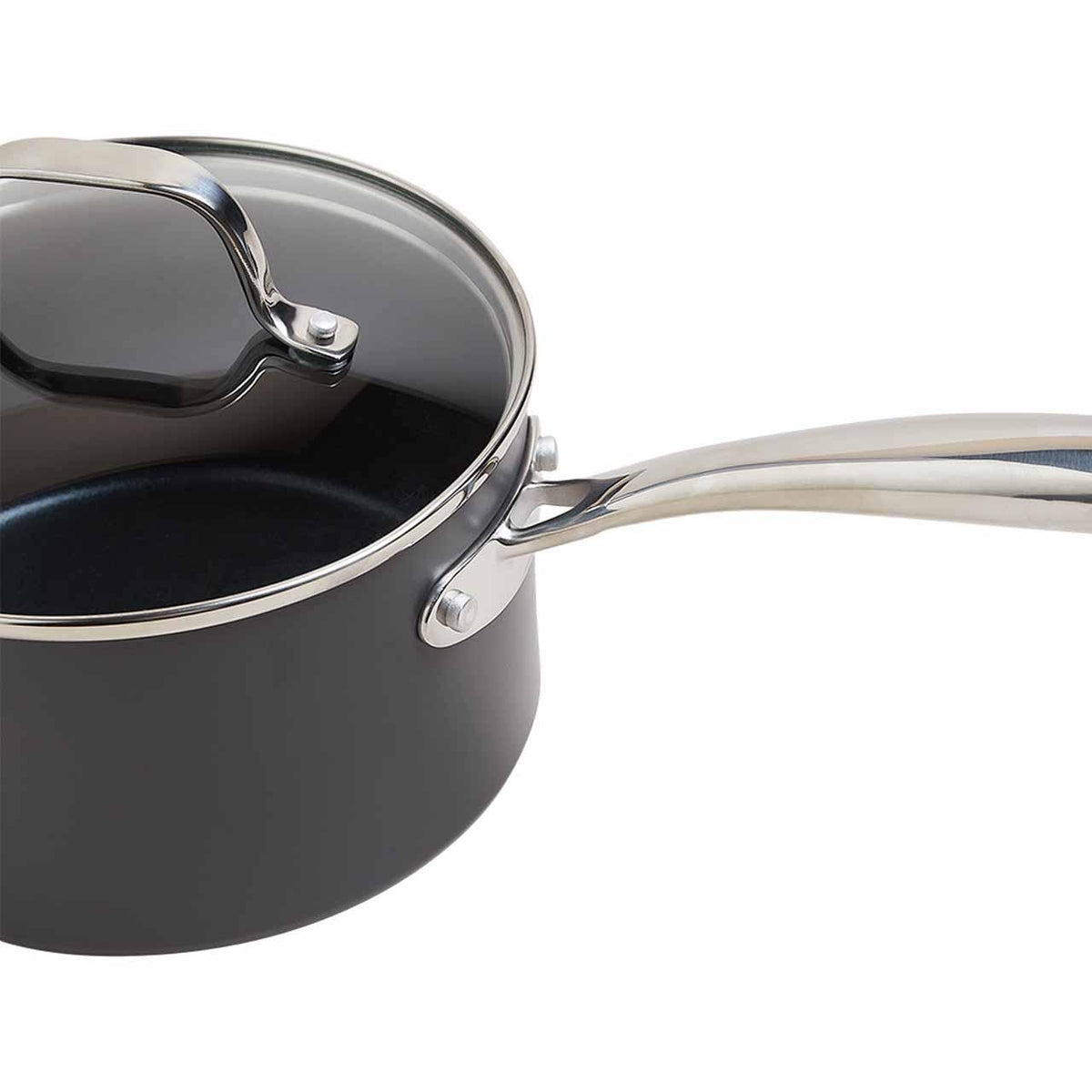 M&S Chef Hard Anodised 18cm Saucepan,Black Mix
