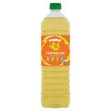 Pura vegetable oil made from rapeseed in a bottle, imported from the UK