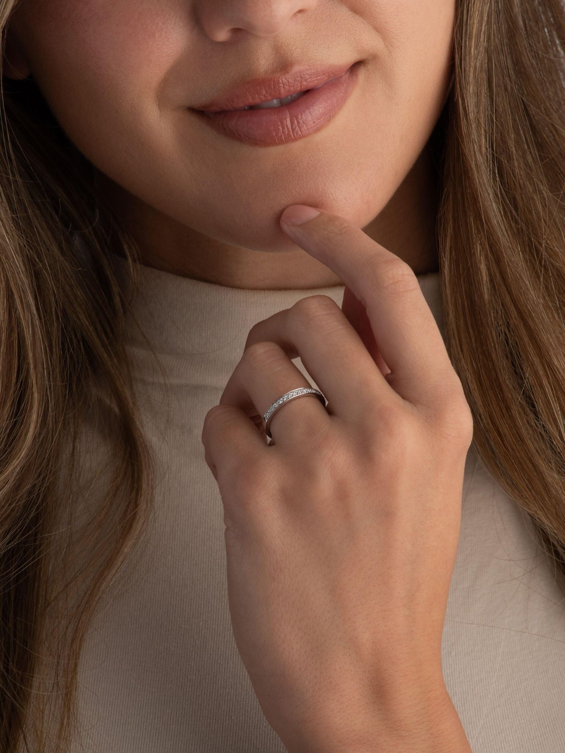 Beaverbrooks diamond half eternity ring in 9ct white gold - British product