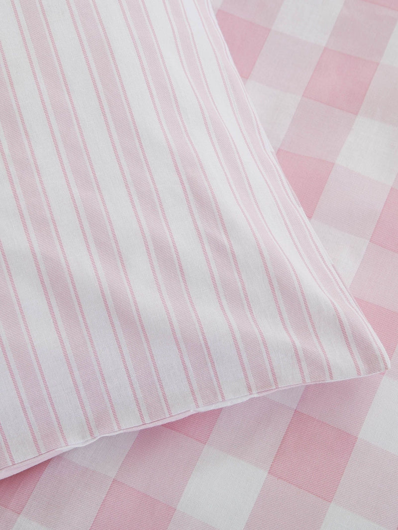 Bianca Pink Gingham duvet cover and pillowcase set - British product