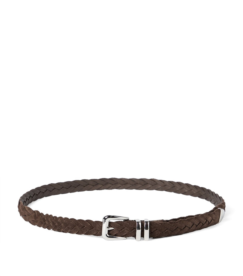 Brunello Cucinelli braided leather belt 3.5cm width, UK version