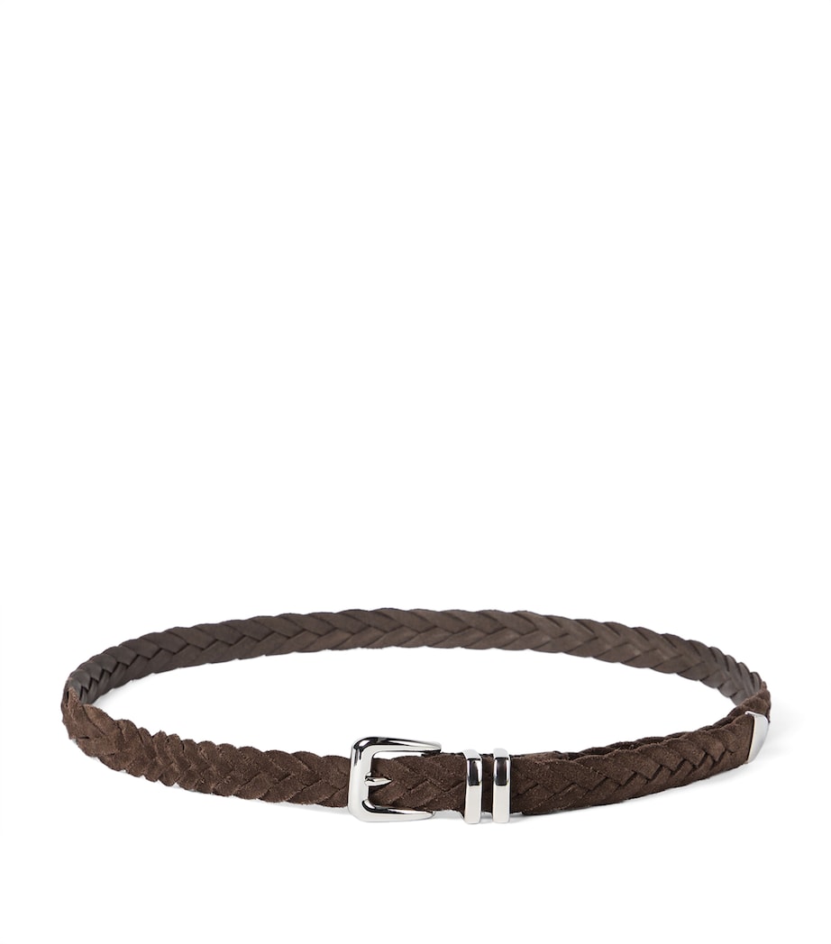 Brunello Cucinelli braided leather belt 3.5cm width, UK version