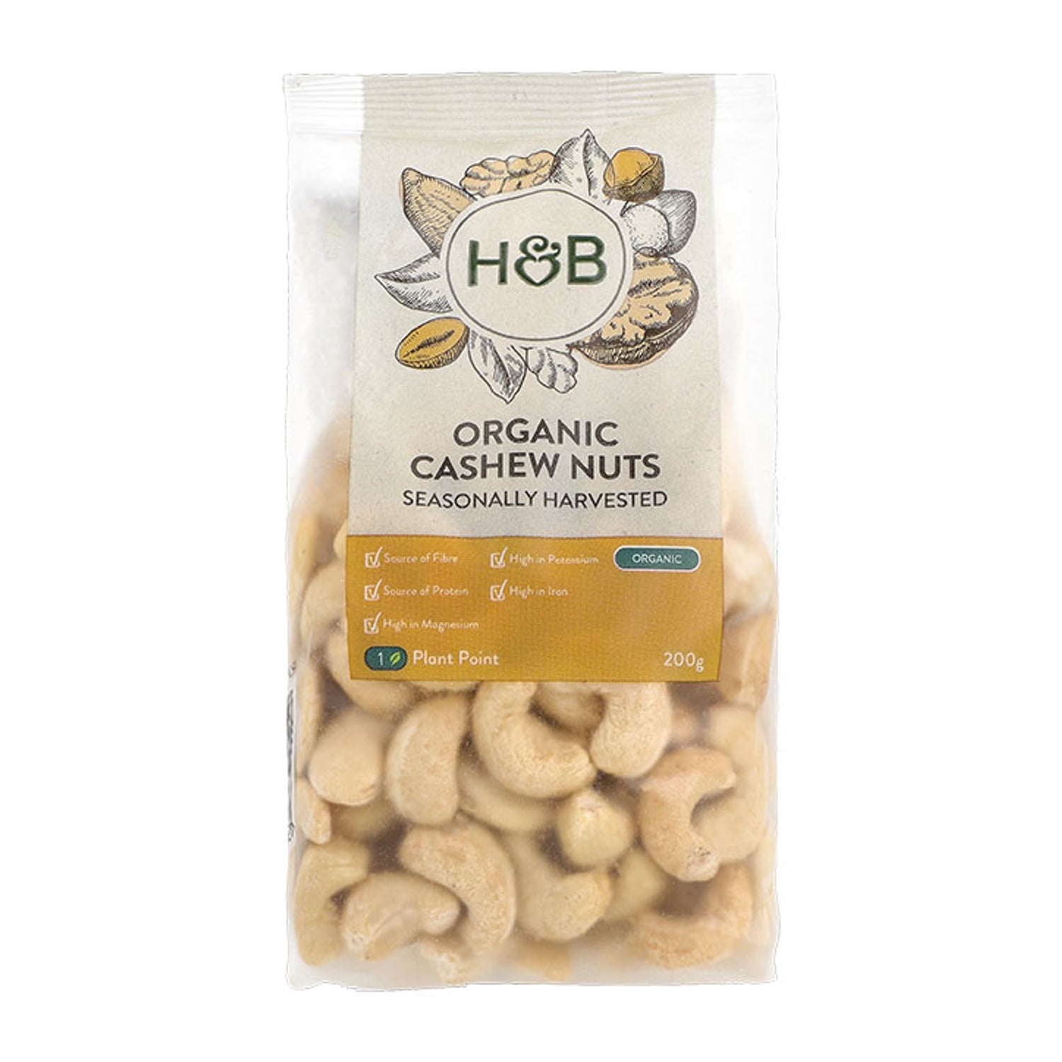Holland Barrett organic cashew nuts 200g, UK version