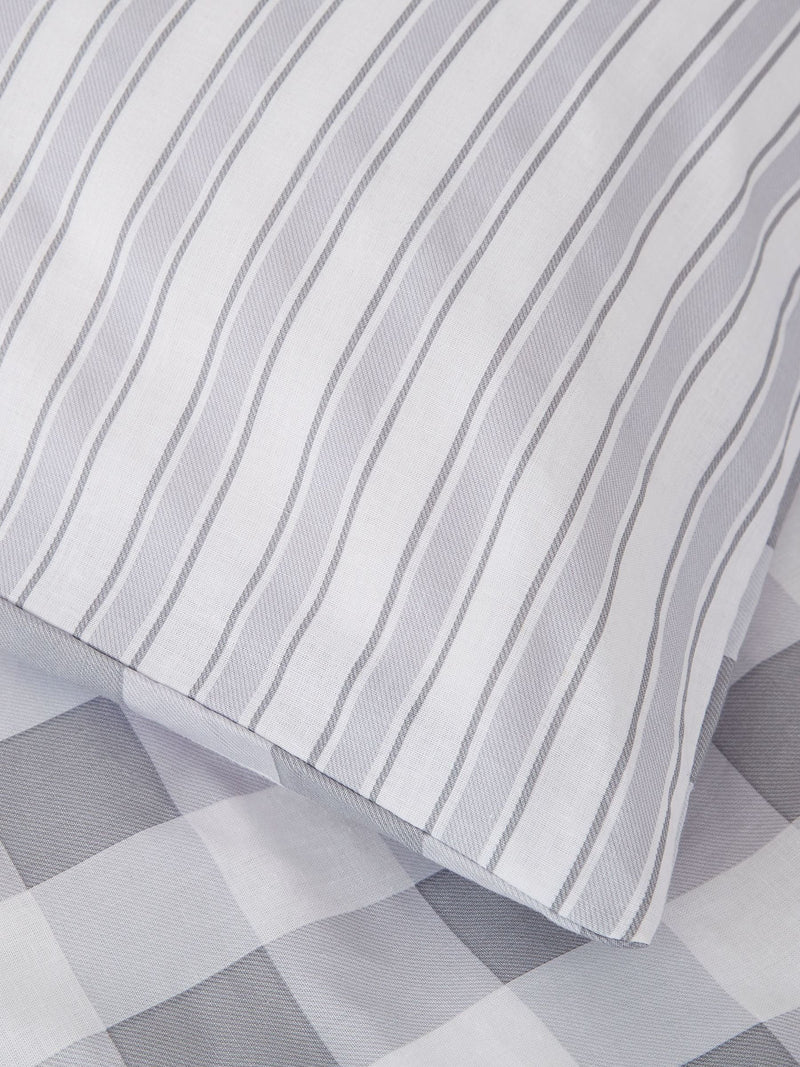 Bianca Grey Gingham duvet cover and pillowcase set - British product