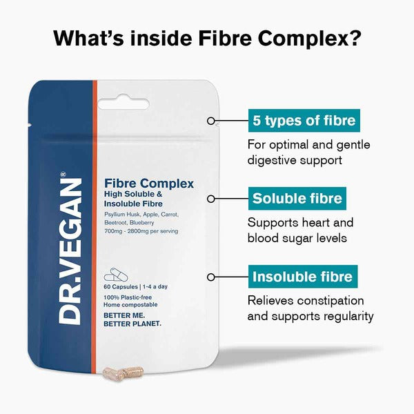 DR.VEGAN Fibre Complex supplement 60 capsules (British brand)