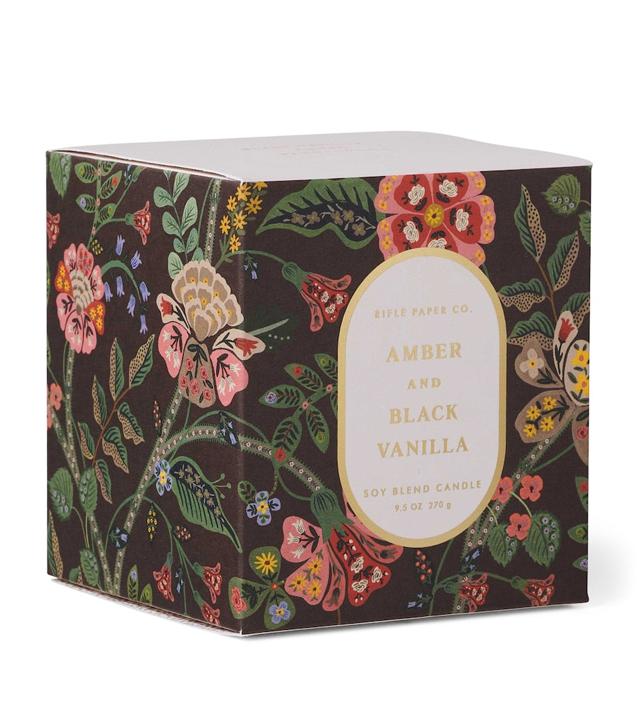 Rifle Paper Co. amber and black vanilla scented candle 270g, imported from the UK