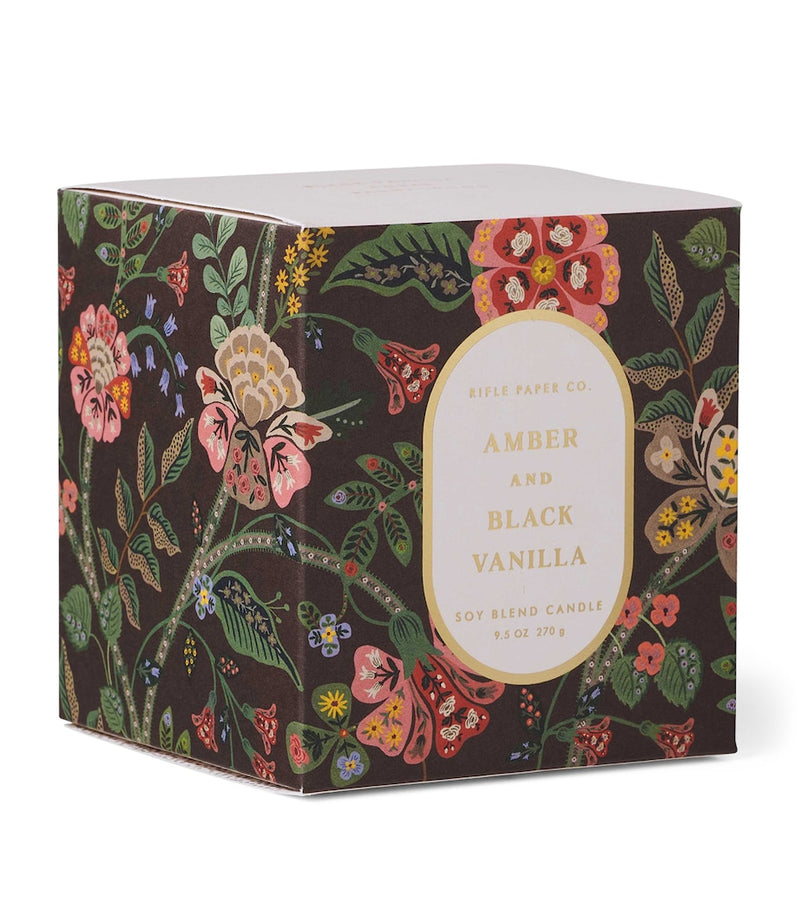 Rifle Paper Co. amber and black vanilla scented candle 270g, imported from the UK