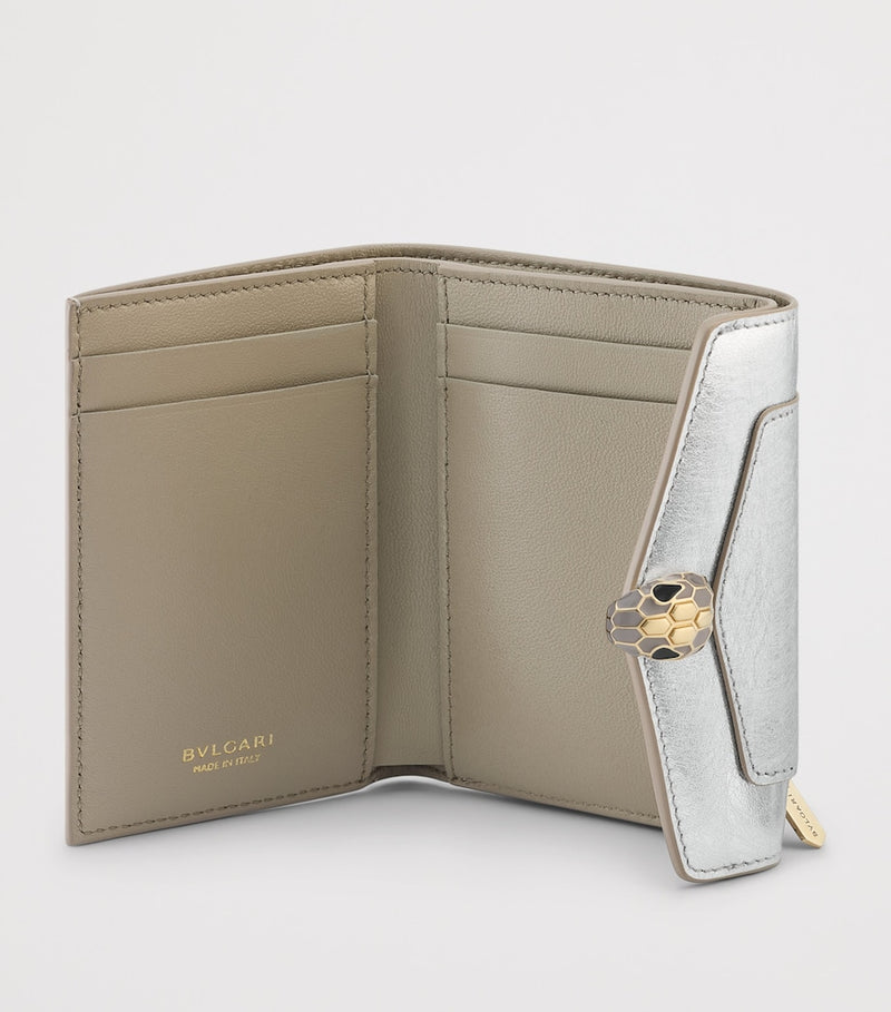 Bvlgari Serpenti Forever compact metallic calfskin wallet, UK version
