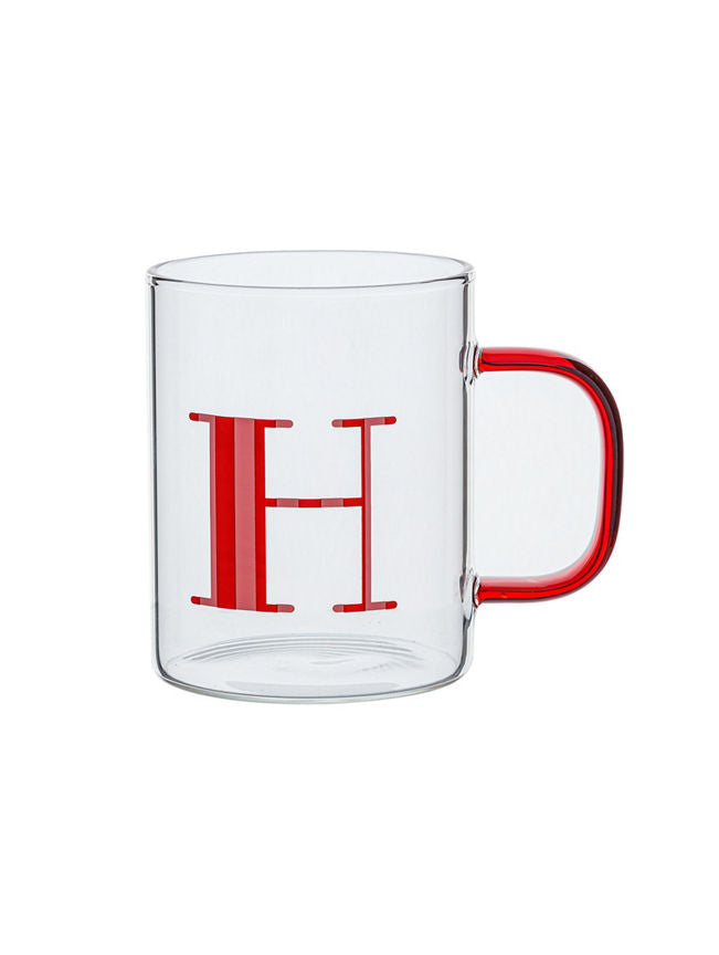 George Home Red Alphabet Glass Mug - H GOODS ASDA   