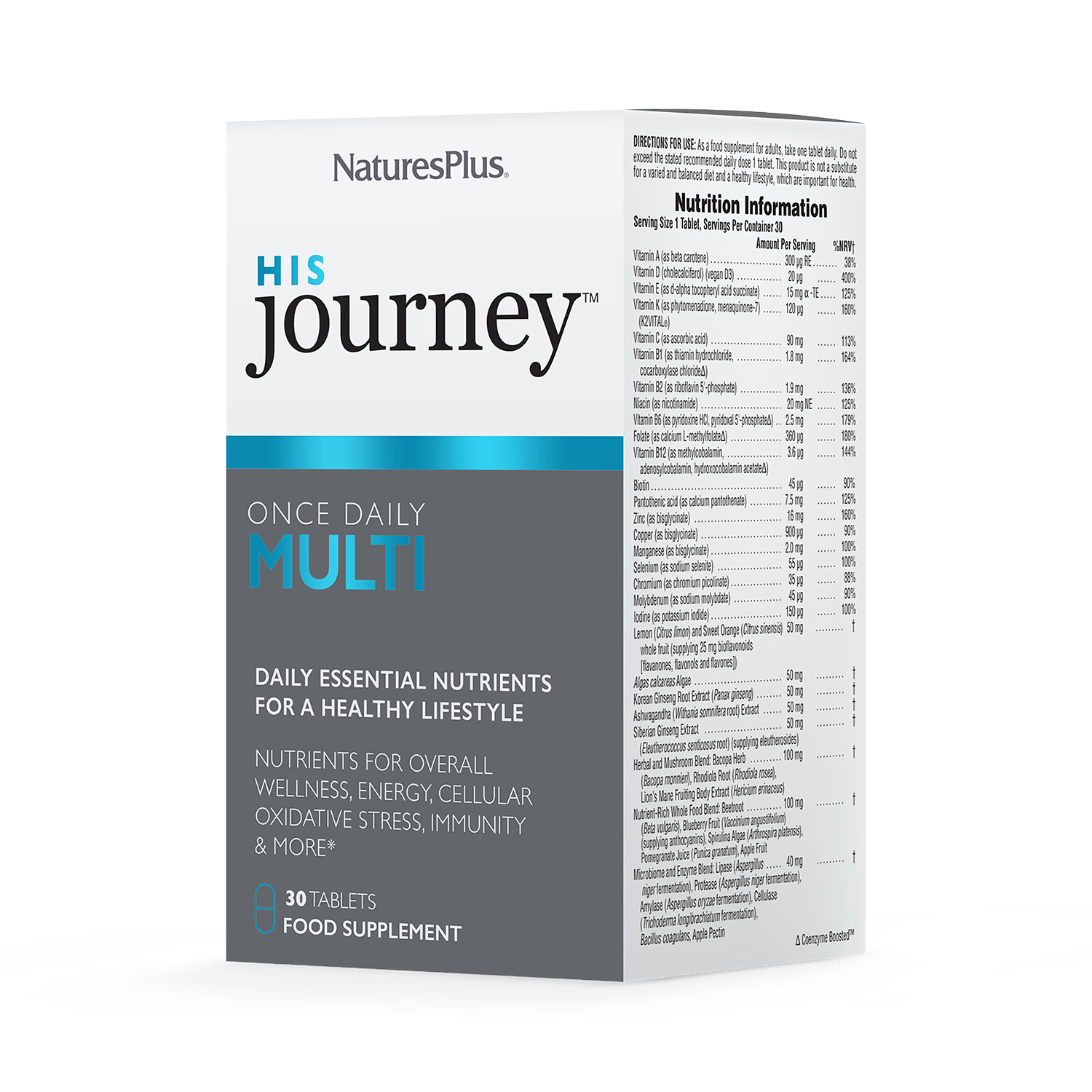 His Journey men's once daily multivitamin tablet, imported from the UK