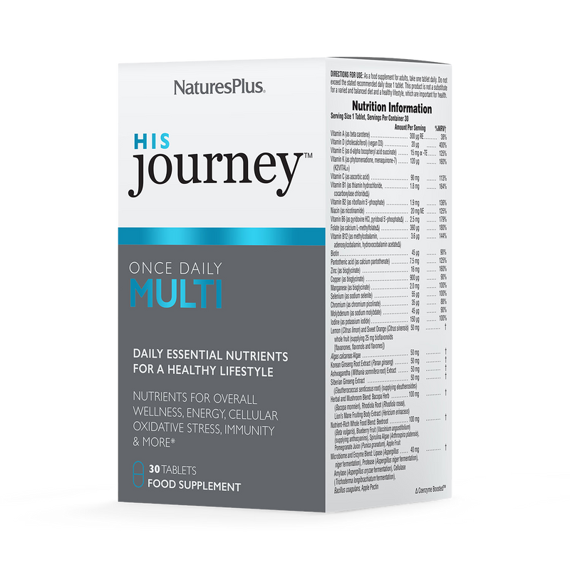 His Journey men's once daily multivitamin tablet, imported from the UK