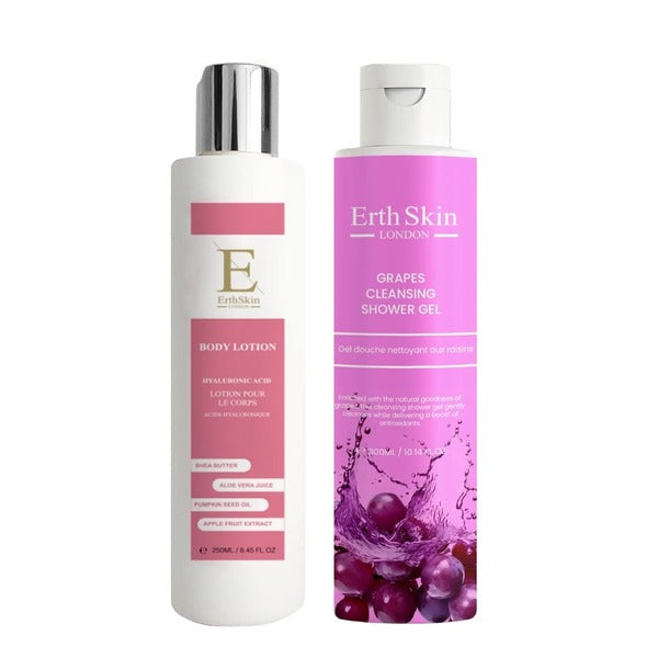 Erth Skin London shower gel and body lotion duo, UK version