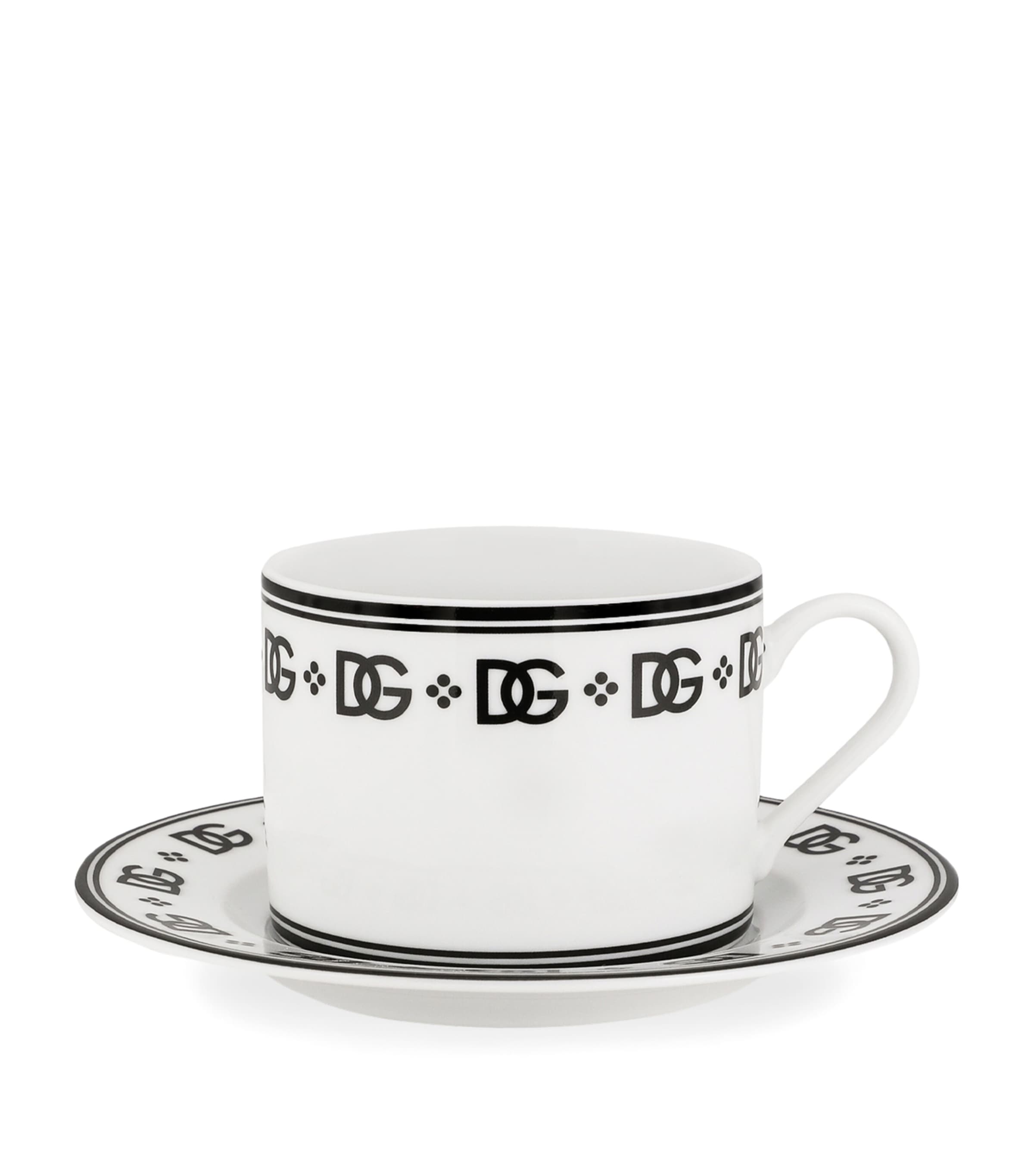 Dolce&Gabbana porcelain teacups and saucers with DG monogram, set of two - British product