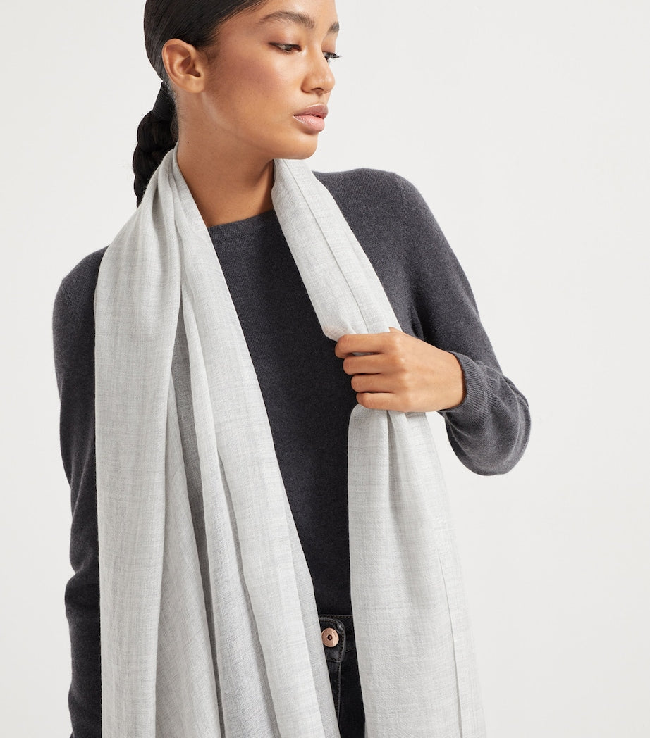 Brunello Cucinelli cashmere-silk scarf 200cm - British product