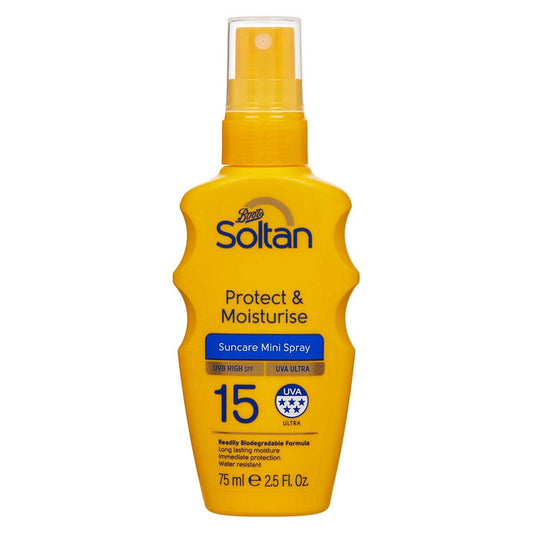 Soltan Mini Protect & Moisturise Spray SPF15 75ml Suncare & Travel Boots   