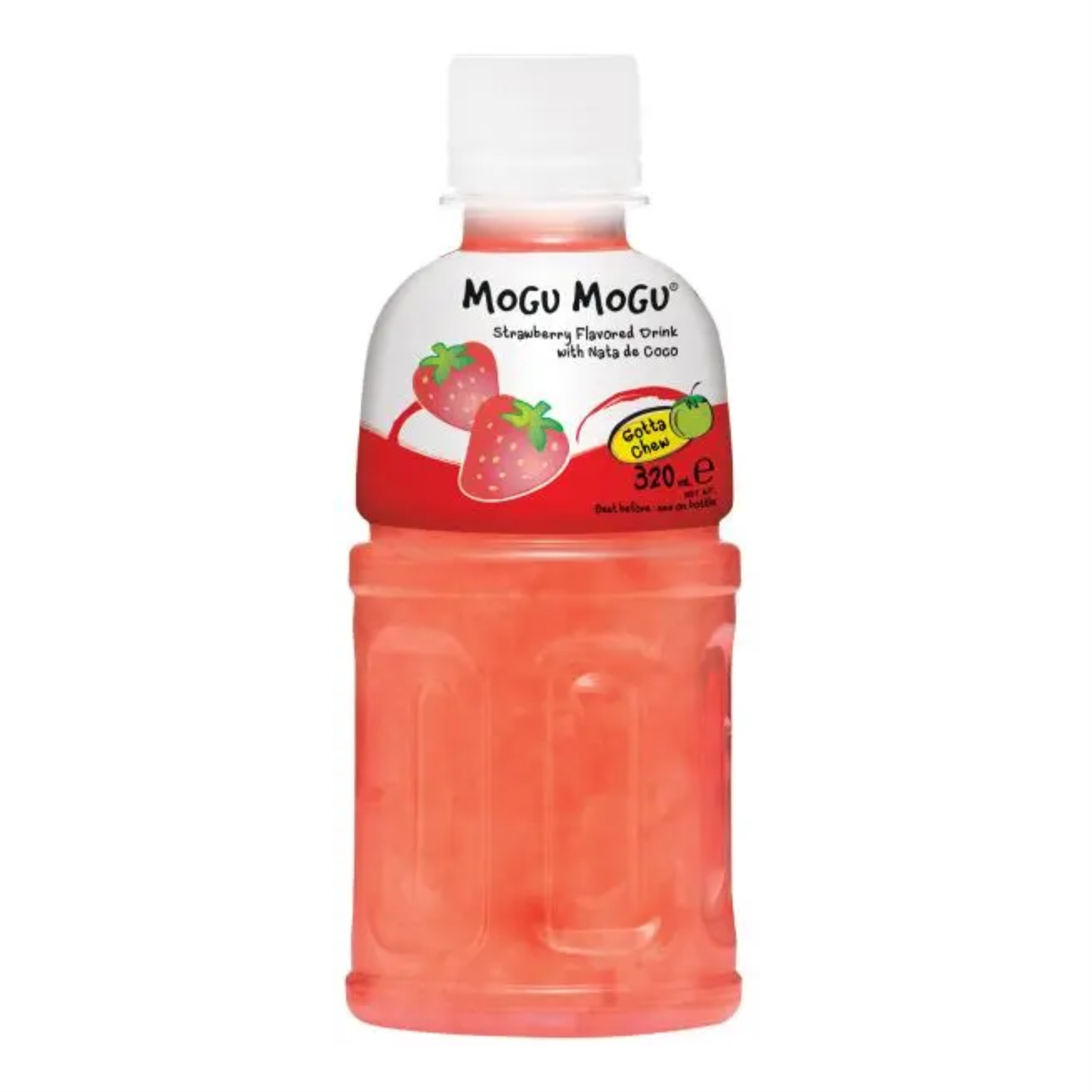 Mogu Mogu strawberry flavoured drink with nata de coco - British product