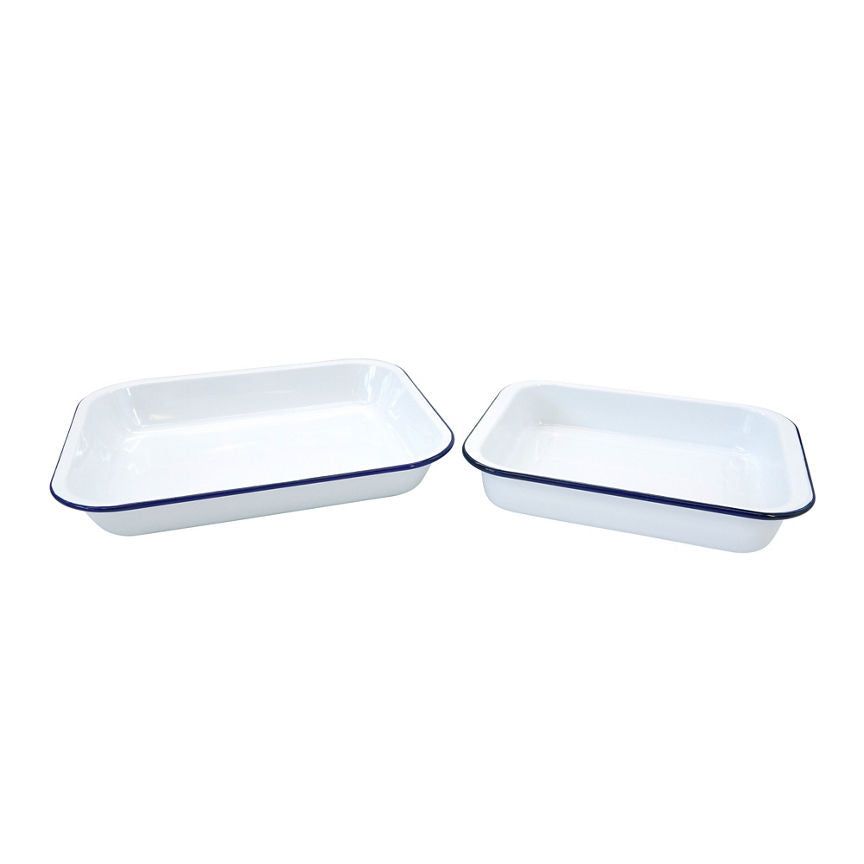 George Home White Enamel Roaster - Set of 2 General Household ASDA   