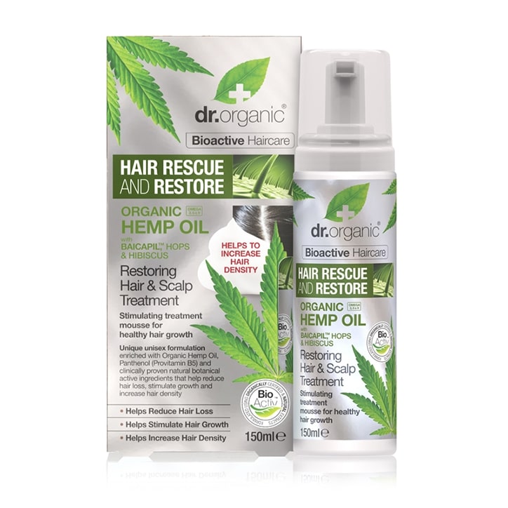 Dr Organic Hemp Oil Rescue & Restore Hair & Scalp Treatment 150ml Natural Hair Care Holland&Barrett   