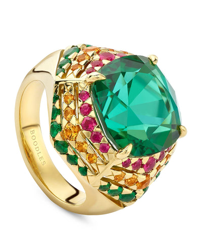 Harrods Boodles Masai Mara Inside Africa Ring with Tourmaline, Garnet, Tsavorite and Ruby- Buy online at McGrocer