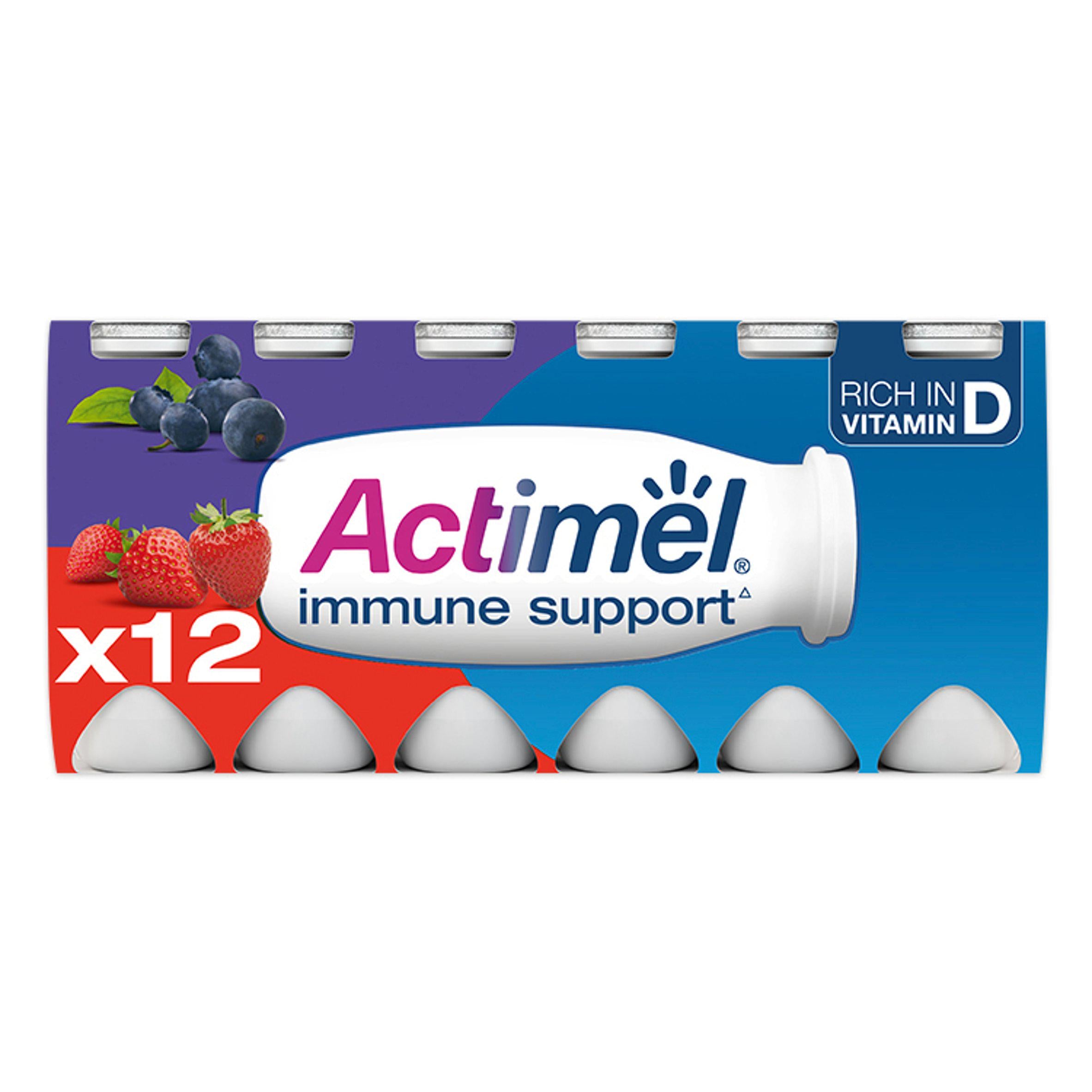 Actimel Strawberry Blueberry Cultured Yogurt Drink 12x100g All Sainsburys   