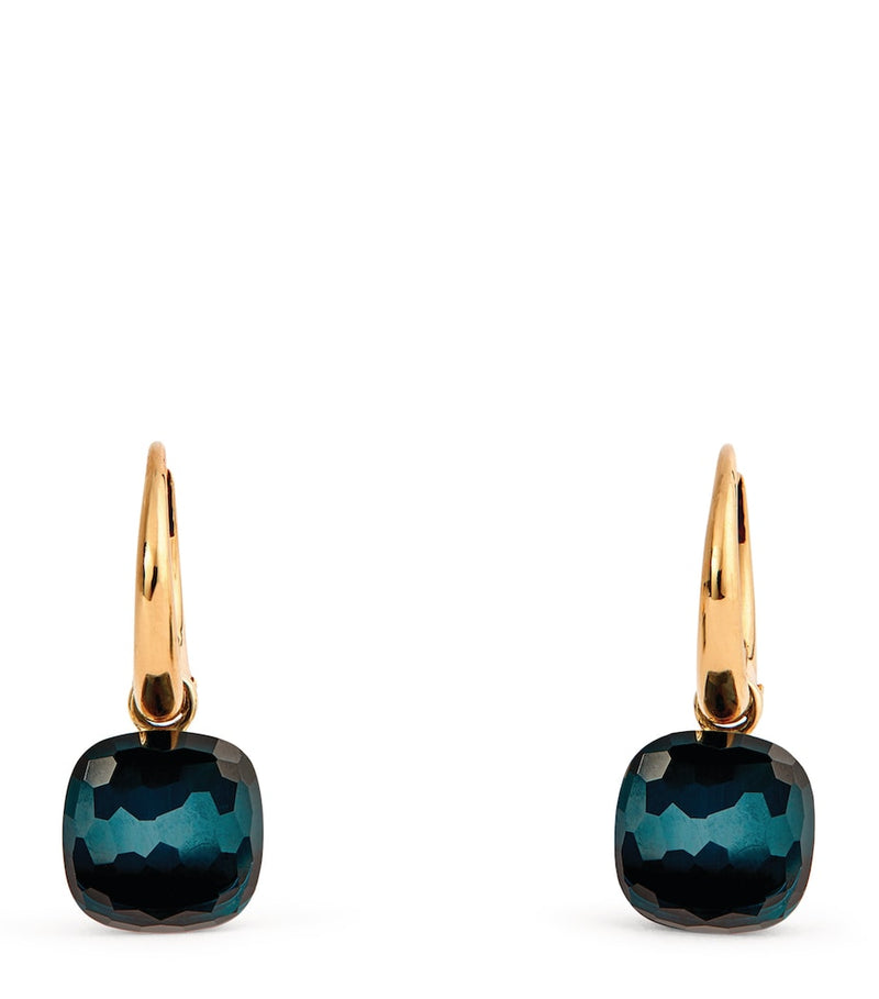 Pomellato Petit Nudo drop earrings blue topaz rose gold (British brand)