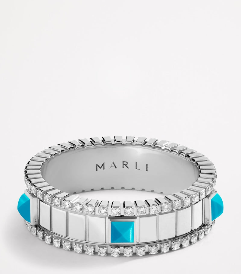 MARLI New York white gold turquoise diamond ring (British brand)