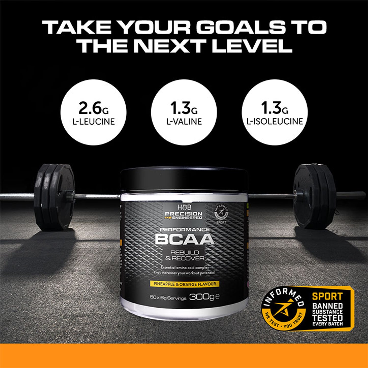 Performance BCAA pineapple and orange 300g, UK version