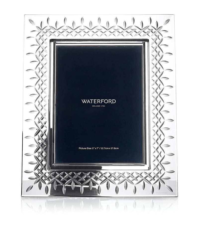 Waterford crystal picture frame for 5x7 photos with crosshatch cut (British brand)