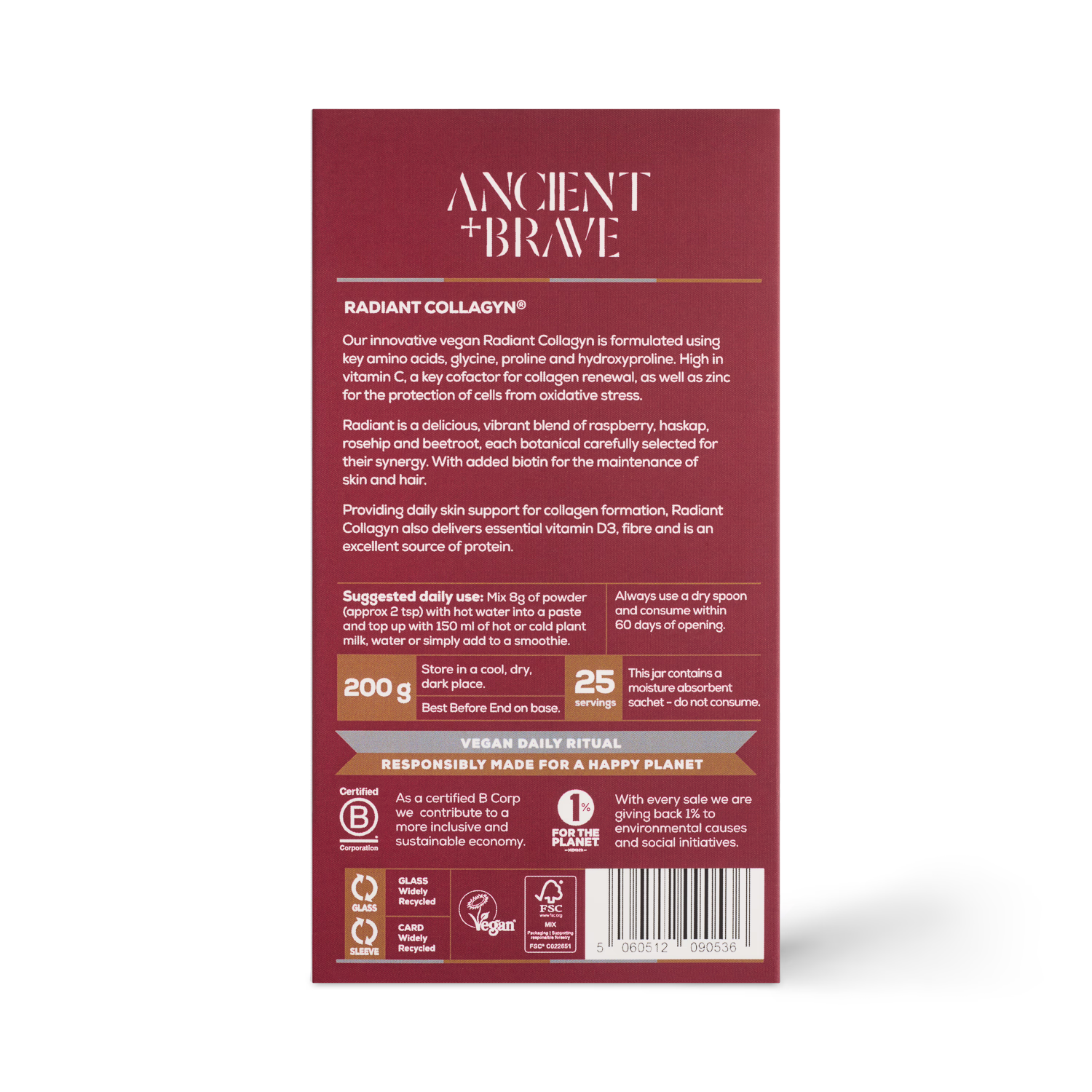 Ancient+Brave Radiant Collagyn vegan collagen powder 200g (British brand)