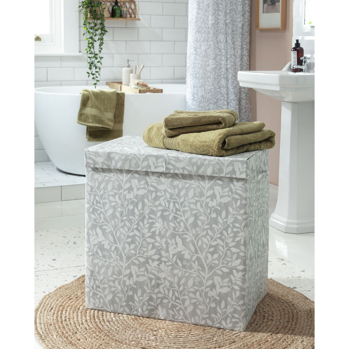 Argos Home floral laundry basket with dividers grey 130L - British product