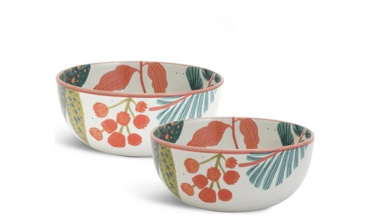 Habitat x Kew Set of 2 Stoneware Cereal Bowl GOODS Argos