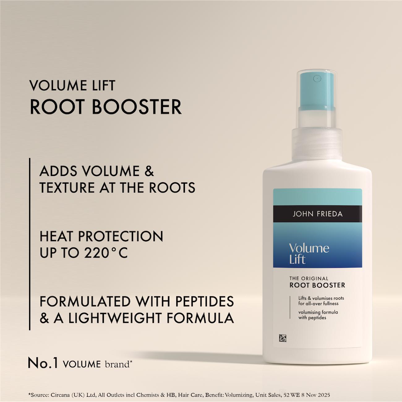 John Frieda Volume Lift Root Booster Spray 150ml, imported from the UK
