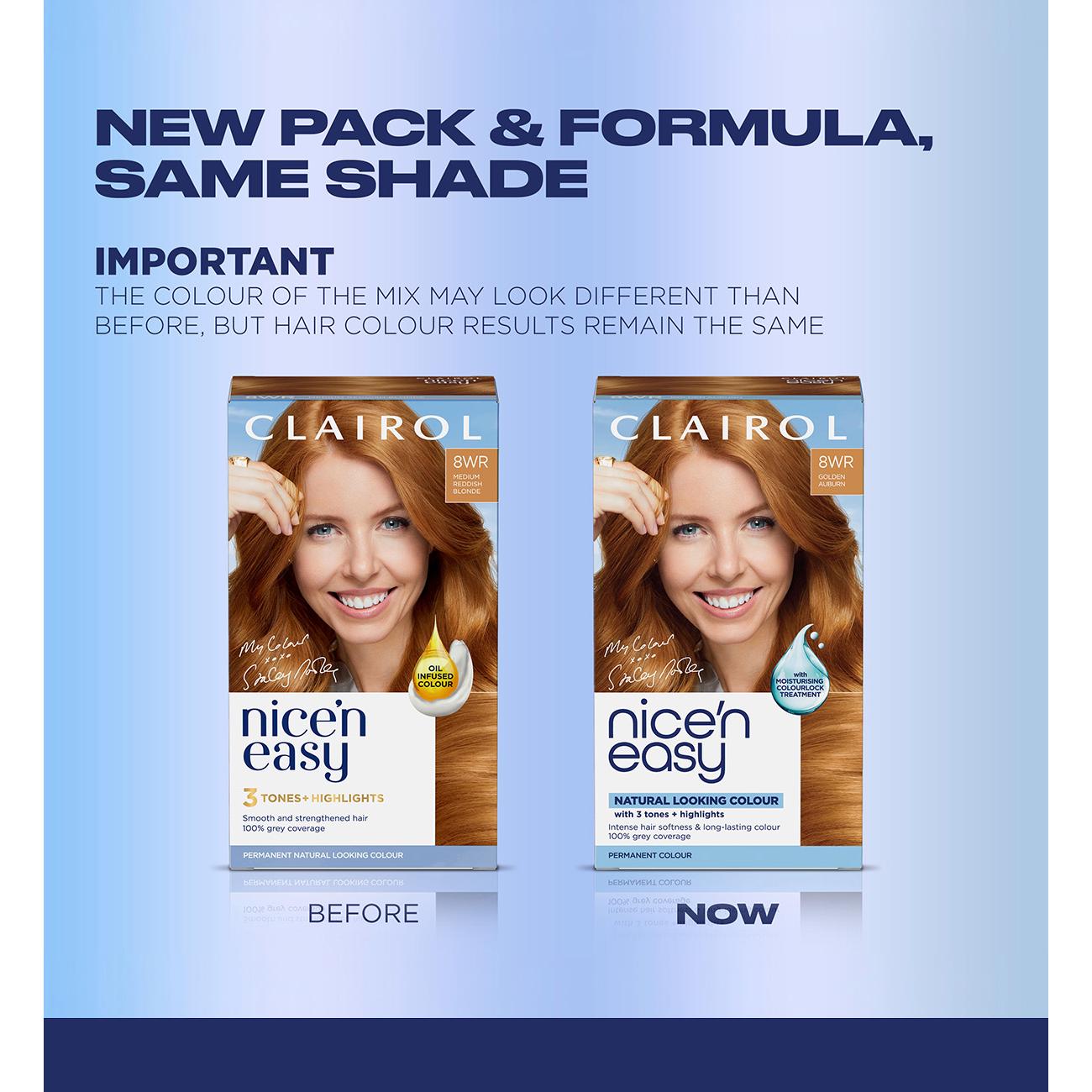 Clairol Nice'N Easy Golden Auburn 8WR permanent hair dye (British brand)